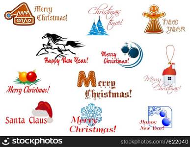 Winter holidays symbols for Christmas and New Year design