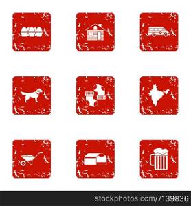 Winter home icons set. Grunge set of 9 winter home vector icons for web isolated on white background. Winter home icons set, grunge style