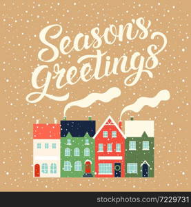Winter houses for Christmas. Christmas card decor. Vector illustration.. Winter houses for Christmas. Christmas card decor. Vector illustration