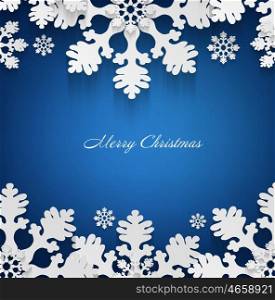 Winter Ice Holiday 3D Snowflakes Blue Background