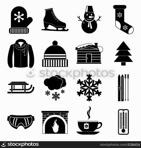 Winter icons set in simple style on a white background. Winter icons set, simple style