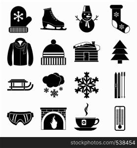 Winter icons set in simple style on a white background. Winter icons set, simple style