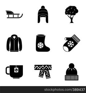 Winter icons set. Simple illustration of 9 winter vector icons for web. Winter icons set, simple style
