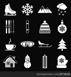 Winter icons set vector white isolated on grey background . Winter icons set grey vector
