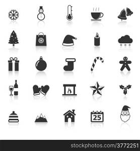 Winter icons with reflect on white background, stock vector
