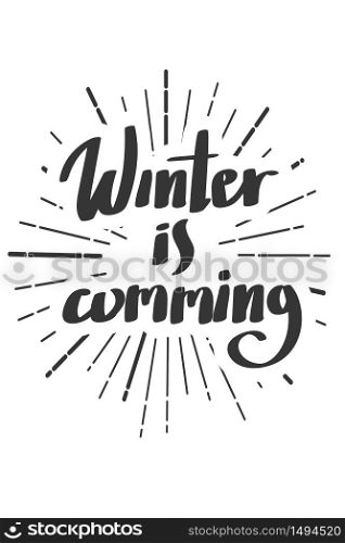 Winter is comming Christmas wishes lettering in doodle style. Vector festive illustration. Christmas wish text lettering. Greeting card, banner, poster. Vector isolated illustration.. Christmas wishes lettering in doodle style jolly vector