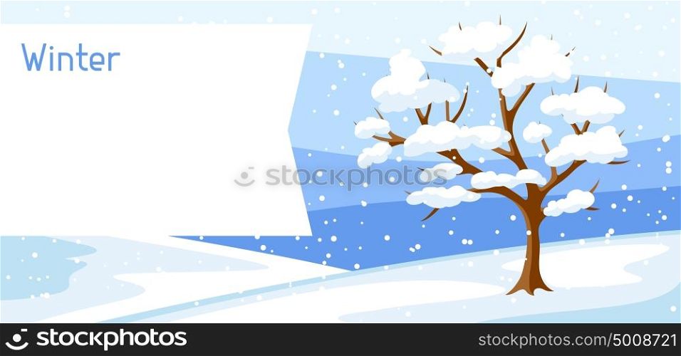 Winter landscape with tree and snow. Seasonal illustration. Winter landscape with tree and snow. Seasonal illustration.