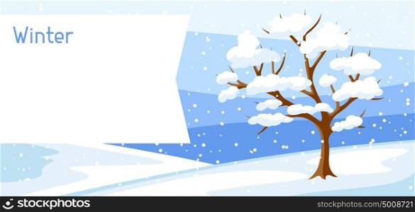 Winter landscape with tree and snow. Seasonal illustration. Winter landscape with tree and snow. Seasonal illustration.