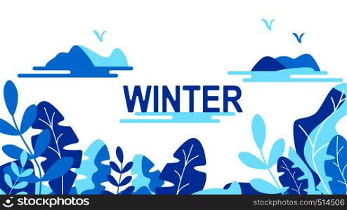 Winter leaves background template vector illustration. Winter flat design. Winter leaves background template vector illustration flat design