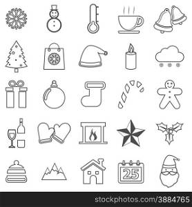 Winter line icons on white background, stock vector