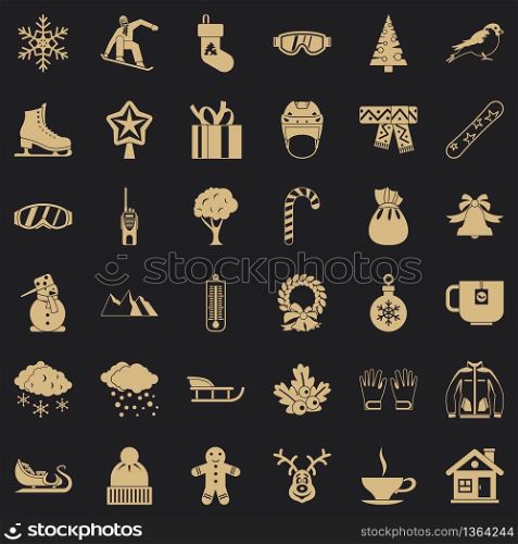 Winter mitten icons set. Simple style of 36 winter mitten vector icons for web for any design. Winter mitten icons set, simple style