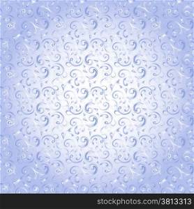 Winter motifs pattern in light blue hues, hand drawing vector illustration