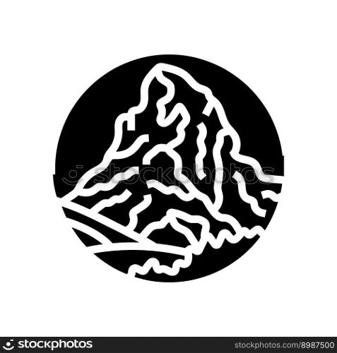 winter mountain landscape glyph icon vector. winter mountain landscape sign. isolated symbol illustration. winter mountain landscape glyph icon vector illustration