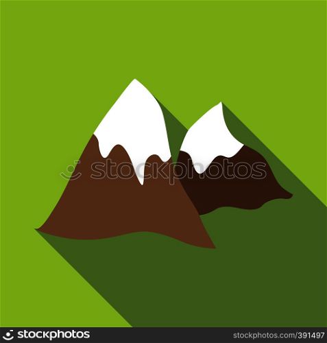 Winter mountains icon. Flat illustration of winter mountains vector icon for web. Winter mountains icon, flat style