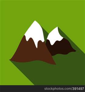 Winter mountains icon. Flat illustration of winter mountains vector icon for web. Winter mountains icon, flat style