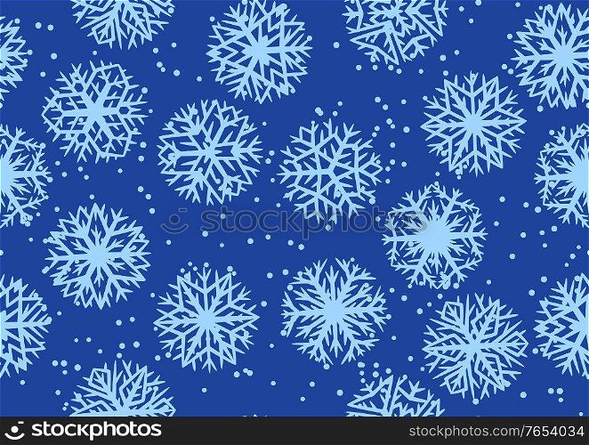 Winter pattern with snowflakes. Christmas or New Year background.. Winter pattern with snowflakes.