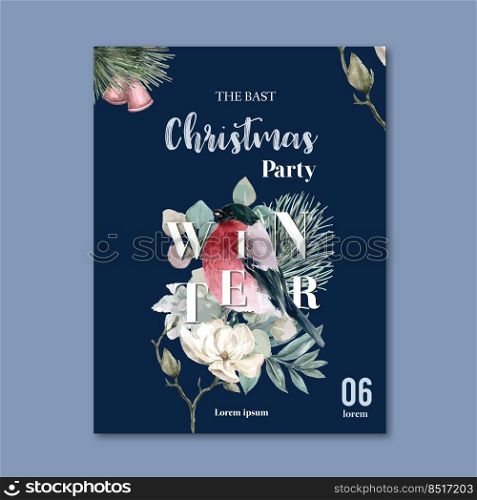 Winter poster template watercolor