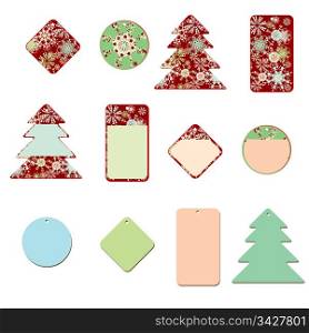 winter price tags with christmas tree and snowflakes motifs
