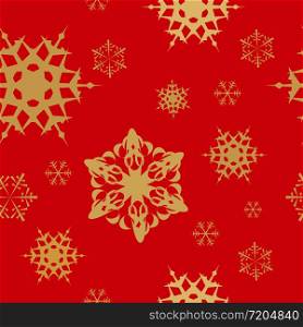 Winter - red christmas seamless pattern / texture with golden snowflakes