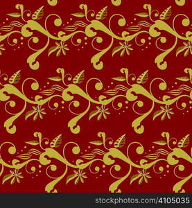 Winter red floral background with a seamless abstract design