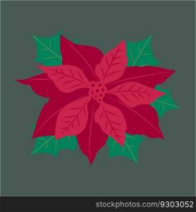 Winter Red Flower vector illustration. Christmas festival, New year invitations, or greeting cards.. Winter Red Flower