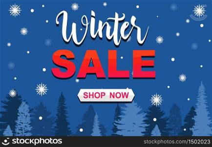 Winter Sale Marketing Promotion Banner Card Pine Snowflake