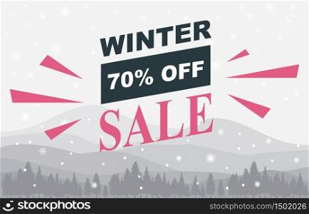 Winter Sale Marketing Promotion Banner Card Snow Pine Landscape