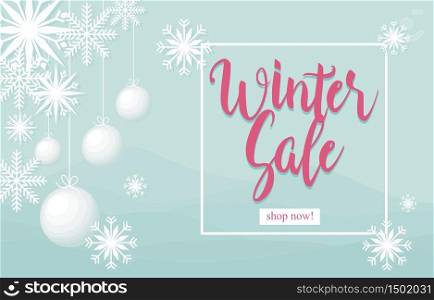 Winter Sale Marketing Promotion Banner Label Flyer Snowflake