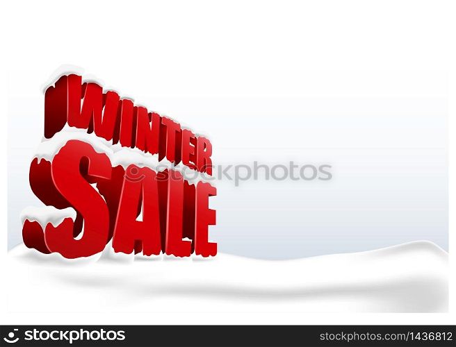 Winter sale on white background. 3D concept.Vector