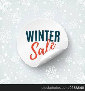 Winter sale round banner. Price tag isolated on white backgound. Promotion badge. Vector illustration.. Winter sale round banner. Price tag isolated on white backgound.