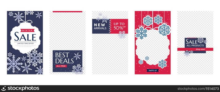 Winter Sale Social Media Stories Business Marketing Promotion Template Set