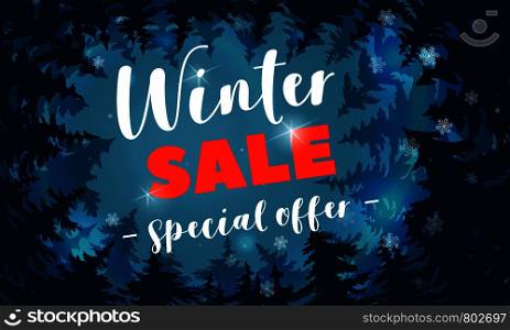 Winter sale special offer concept banner. Cartoon illustration of winter sale special offer vector concept banner for web design. Winter sale special offer concept banner, cartoon style