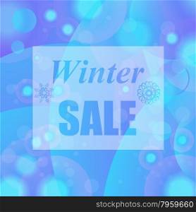 Winter Sale Text on Blue Blurred Background. Winter Sale