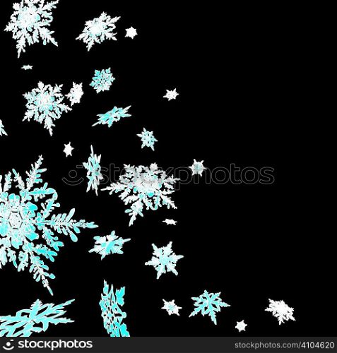winter scene with a blue and white snowflake design