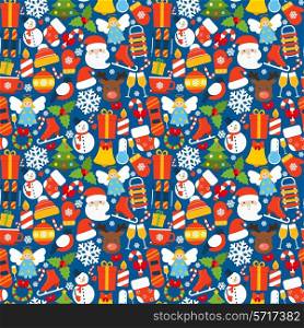 Winter seamless pattern with christmas and new year holiday decoration vector illustration