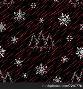 Winter seamless pattern with snowflakes on red lines background,vector illustration