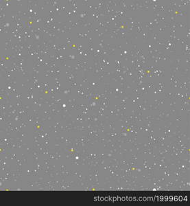 Winter seamless pattern with star and snowy falling on gray sky,Vector illustration abstract snowflakes. backdrop,Pattern random dotted on grey background for New Year,Winter and Christmas holiday