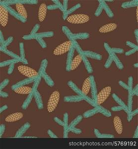 Winter seamless pattern with stylized fir branches.