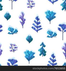 Winter seamless pattern with trees. Natural stylized illustration of forest.. Winter pattern with trees.