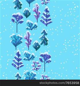 Winter seamless pattern with trees. Natural stylized illustration of forest.. Winter pattern with trees.