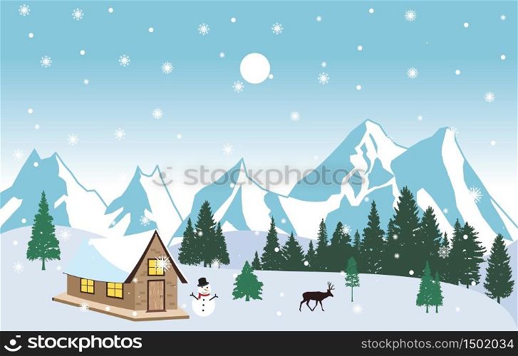 Winter Snow Background Illustration Mountain Sky Landscape