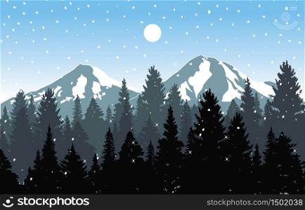 Winter Snow Background Illustration Mountain Sky Landscape