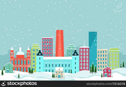 Winter Snow in Madrid City Cityscape Skyline Landmark Building Illustration