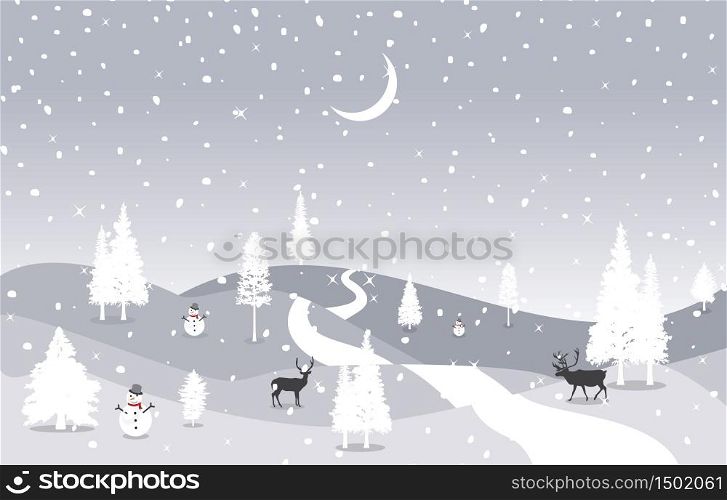 Winter Snow Snowflake Pine Nature Illustration Landscape
