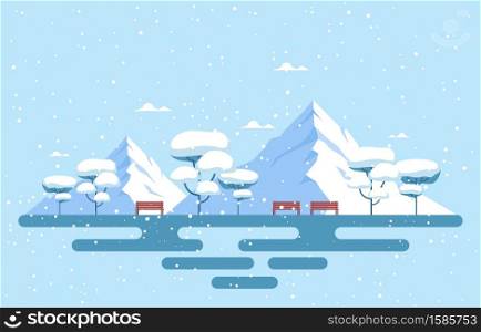 Winter Snow Tree Mountain Snowfall Rural Landscape Illustration