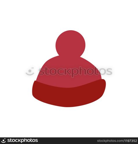Winter snowboard cap in flat style isolated on white background. Simple winter hat for clothes design. Vector illustration. Winter snowboard cap in flat style isolated on white background.