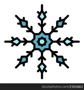 Winter snowflake icon. Outline winter snowflake vector icon color flat isolated. Winter snowflake icon color outline vector