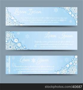 Winter snowflakes banner template set. Winter snowflakes banner template set. Season or Christmas banners design. Vector illustration