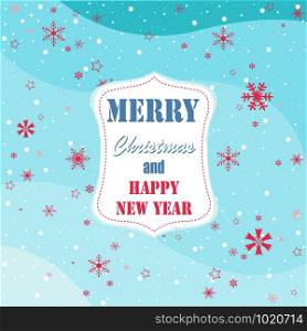 Winter snowflakes blue background, happy new year postcard