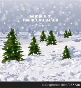 Winter snowing background Vector. Christmas trees and lot of snow. Graphic style illustration. Winter snowing background Vector. Graphic style illustrations